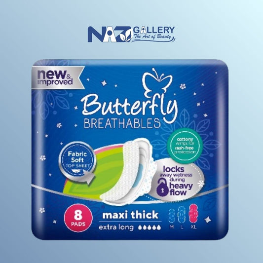 Butterfly Breathables Maxi Thick Sanitary Pads Extra Long 8 Pcs