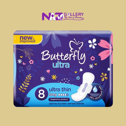 Butterfly Ultra-Thin Economy Pack Sanitary Packs Long 8 Pcs